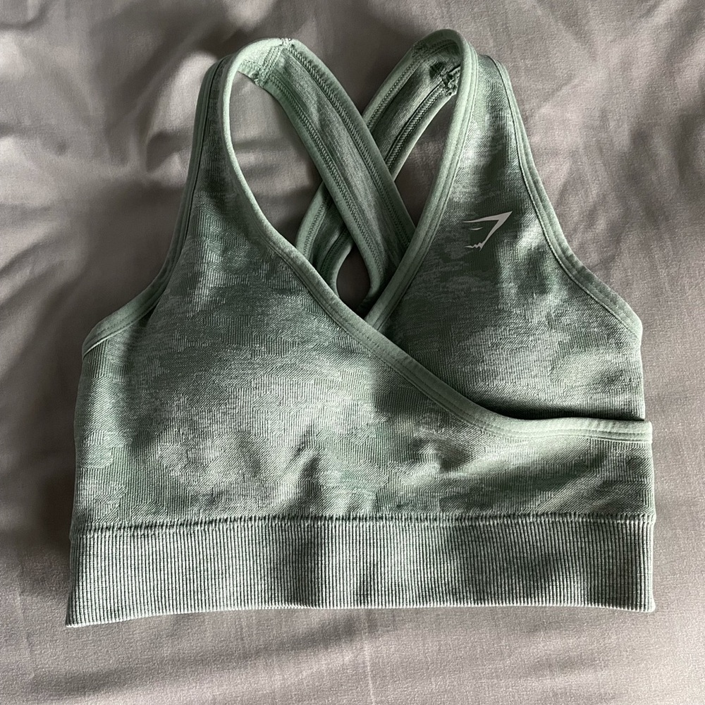 Gymshark Green Seamless camo Bra